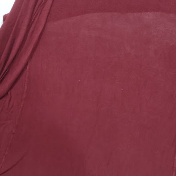 JOAN VASS CRANBERRY SHEER COWLED OPEN FRONT OVERSIZED VERY LONG SWEATER SIZE S - Picture 5 of 8